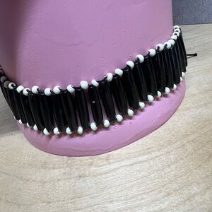 Vintage Black and White Beaded Boho Choker Necklace
